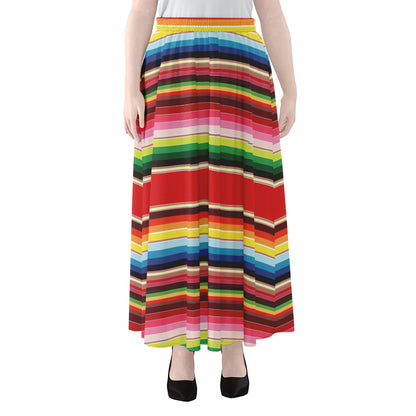Ethnic Mexican Blanket Stripe Print Chiffon Maxi Skirt