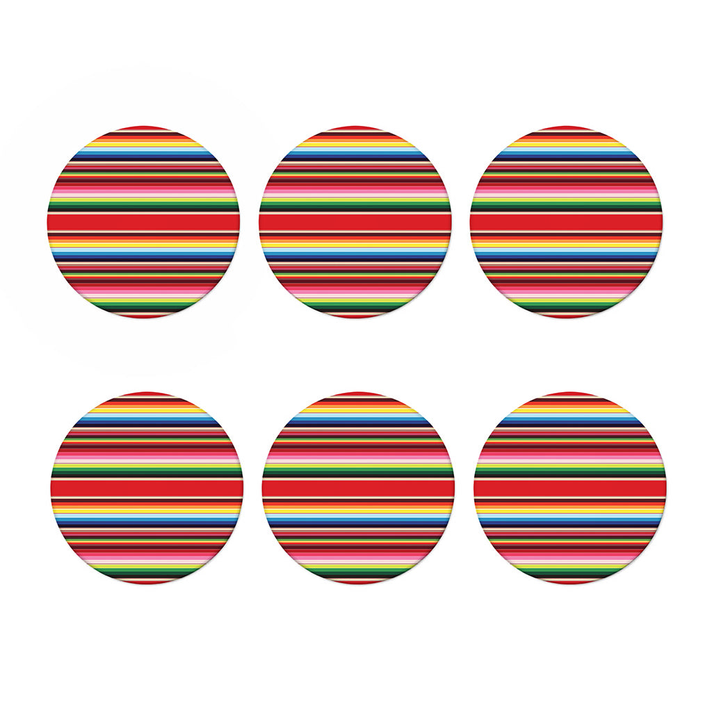 Ethnic Mexican Blanket Stripe Print Coaster Set