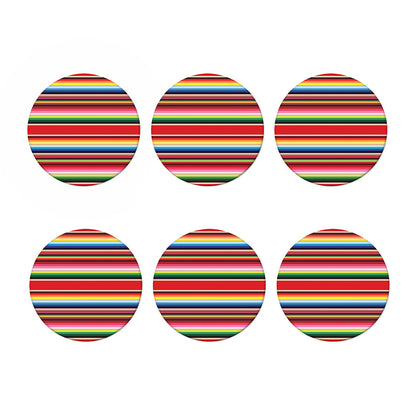 Ethnic Mexican Blanket Stripe Print Coaster Set