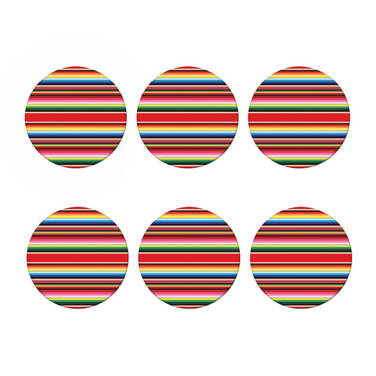 Ethnic Mexican Blanket Stripe Print Coaster Set