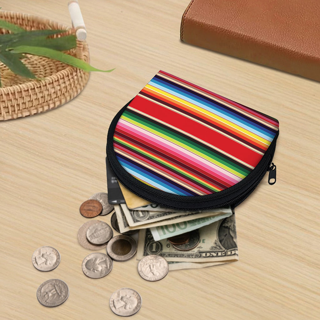 Ethnic Mexican Blanket Stripe Print Coin Purse