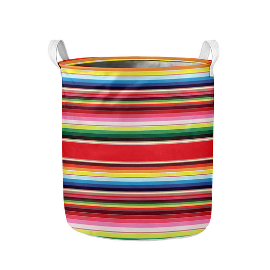 Ethnic Mexican Blanket Stripe Print Collapsible Laundry Basket