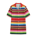 Ethnic Mexican Blanket Stripe Print Cotton Hawaiian Shirt
