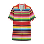 Ethnic Mexican Blanket Stripe Print Cotton Hawaiian Shirt