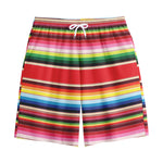 Ethnic Mexican Blanket Stripe Print Cotton Shorts