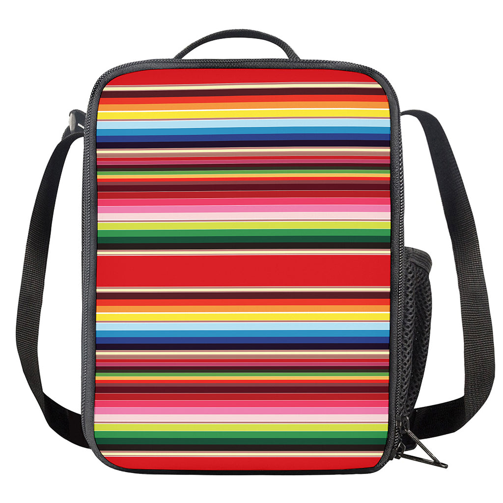 Ethnic Mexican Blanket Stripe Print Crossbody Lunch Bag