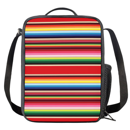 Ethnic Mexican Blanket Stripe Print Crossbody Lunch Bag