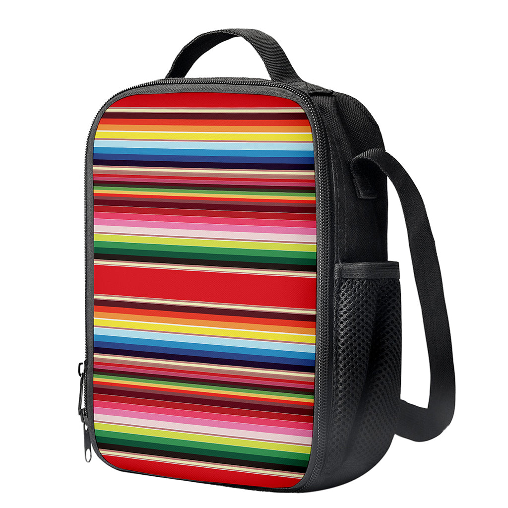 Ethnic Mexican Blanket Stripe Print Crossbody Lunch Bag