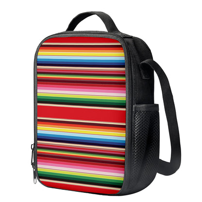 Ethnic Mexican Blanket Stripe Print Crossbody Lunch Bag