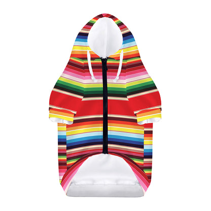 Ethnic Mexican Blanket Stripe Print Dog Zip Up Hoodie