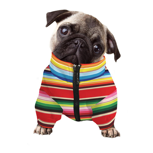 Ethnic Mexican Blanket Stripe Print Dog Zip Up Jacket