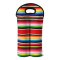 Ethnic Mexican Blanket Stripe Print Double Neoprene Wine Tote