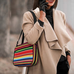 Ethnic Mexican Blanket Stripe Print Double Strap Bible Bag