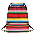Ethnic Mexican Blanket Stripe Print Drawstring Backpack