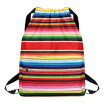 Ethnic Mexican Blanket Stripe Print Drawstring Backpack