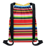 Ethnic Mexican Blanket Stripe Print Drawstring Backpack