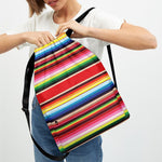 Ethnic Mexican Blanket Stripe Print Drawstring Backpack