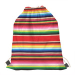 Ethnic Mexican Blanket Stripe Print Drawstring Bag