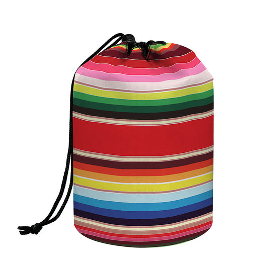 Ethnic Mexican Blanket Stripe Print Drawstring Makeup Bag