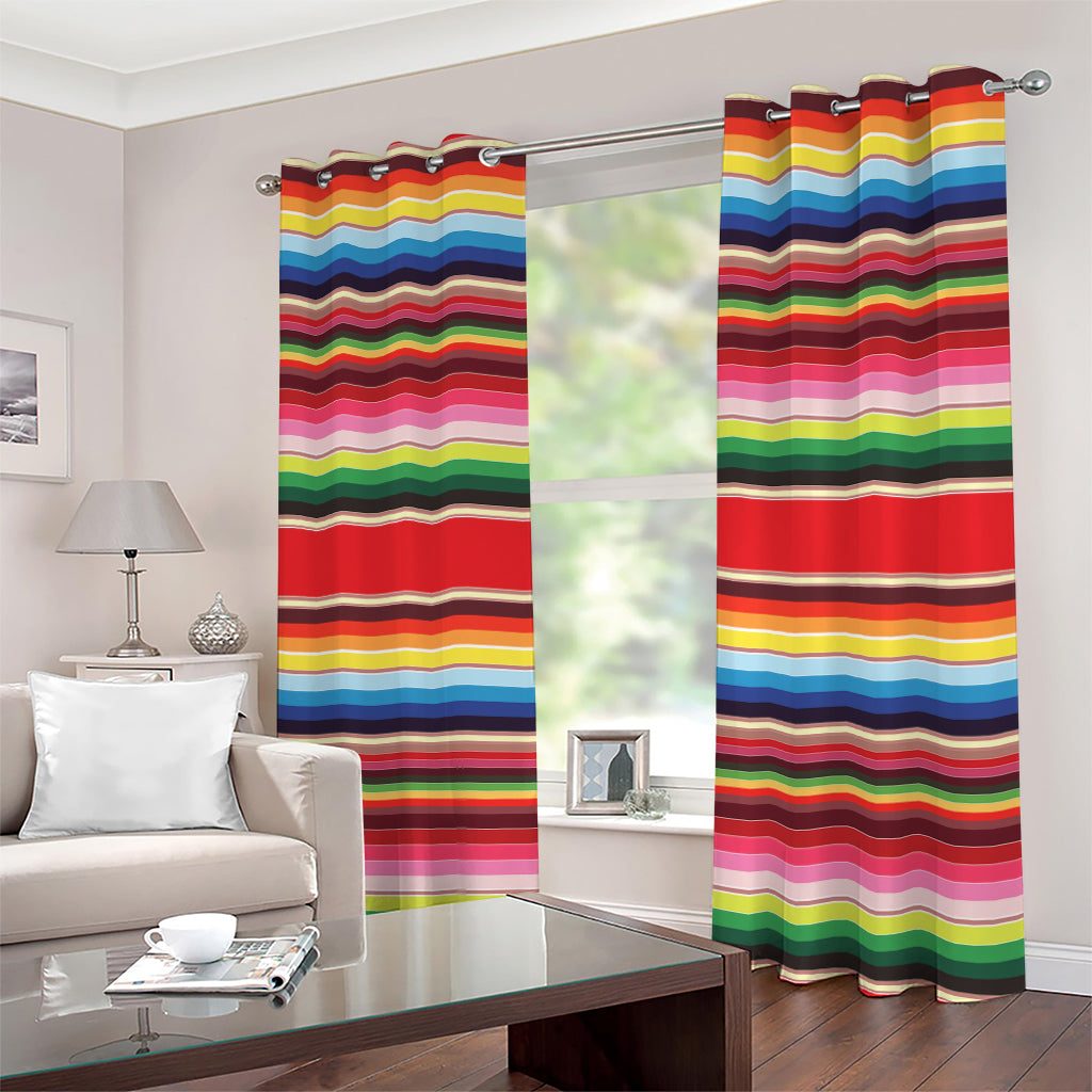 Ethnic Mexican Blanket Stripe Print Extra Wide Grommet Curtains