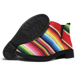 Ethnic Mexican Blanket Stripe Print Flat Ankle Boots