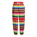 Ethnic Mexican Blanket Stripe Print Fleece Lined Knit Pants