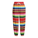 Ethnic Mexican Blanket Stripe Print Fleece Lined Knit Pants