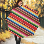 Ethnic Mexican Blanket Stripe Print Foldable Umbrella