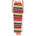Ethnic Mexican Blanket Stripe Print High Slit Maxi Skirt