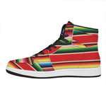 Ethnic Mexican Blanket Stripe Print High Top Leather Sneakers