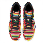 Ethnic Mexican Blanket Stripe Print High Top Leather Sneakers