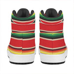Ethnic Mexican Blanket Stripe Print High Top Leather Sneakers