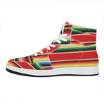 Ethnic Mexican Blanket Stripe Print High Top Leather Sneakers
