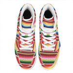 Ethnic Mexican Blanket Stripe Print High Top Leather Sneakers