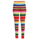 Ethnic Mexican Blanket Stripe Print High-Waisted Pocket Leggings