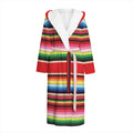 Ethnic Mexican Blanket Stripe Print Hooded Bathrobe