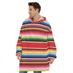Ethnic Mexican Blanket Stripe Print Hoodie Blanket