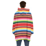 Ethnic Mexican Blanket Stripe Print Hoodie Blanket