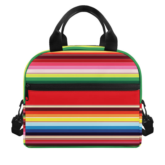 Ethnic Mexican Blanket Stripe Print Insulated Lunch Bag