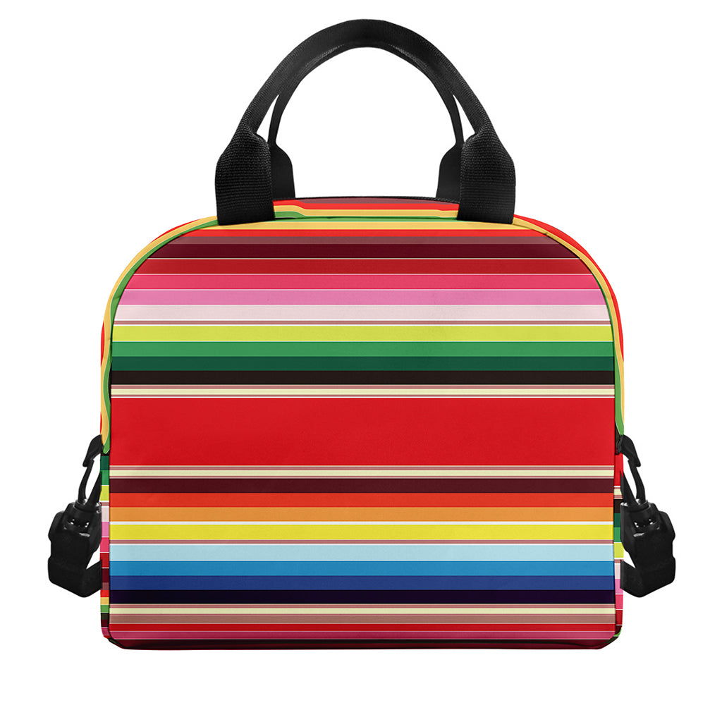 Ethnic Mexican Blanket Stripe Print Insulated Lunch Bag
