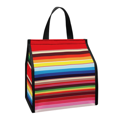 Ethnic Mexican Blanket Stripe Print Insulated Lunch Tote