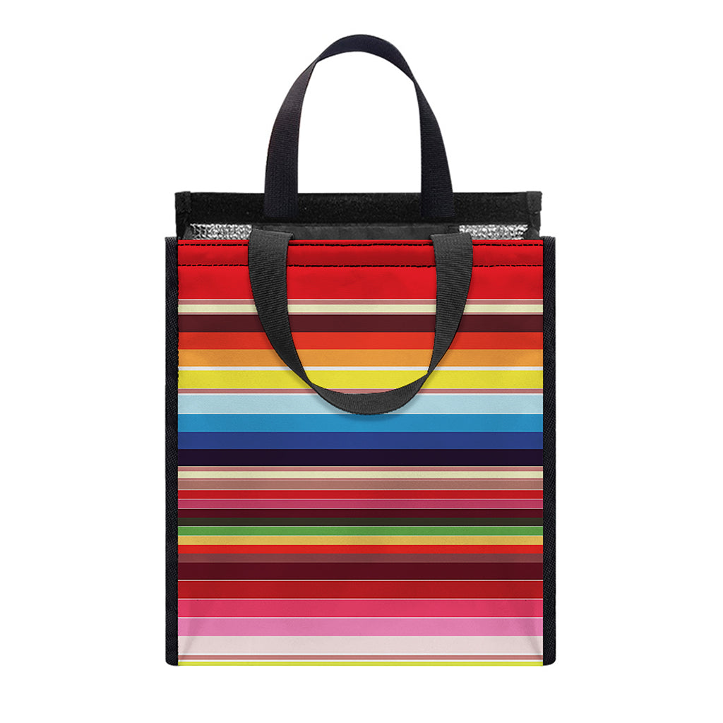 Ethnic Mexican Blanket Stripe Print Insulated Lunch Tote