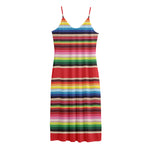 Ethnic Mexican Blanket Stripe Print Jersey Midi Cami Dress