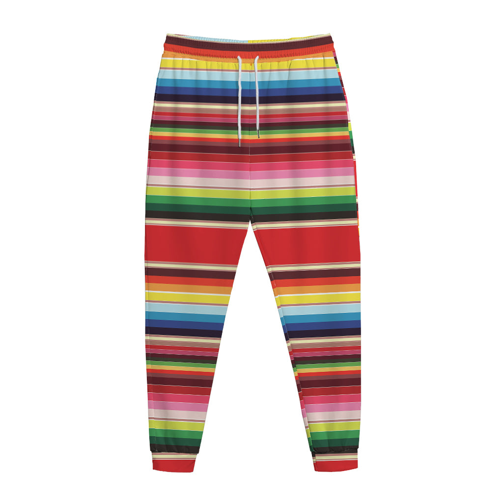 Ethnic Mexican Blanket Stripe Print Jogger Pants