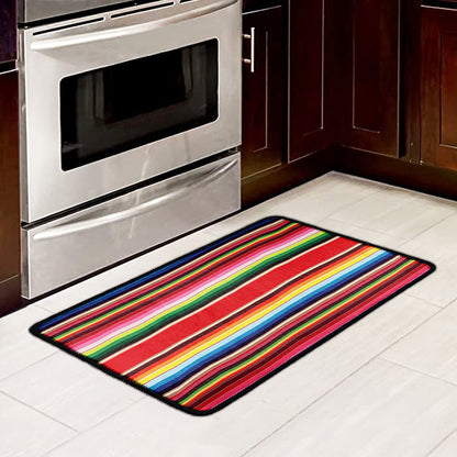 Ethnic Mexican Blanket Stripe Print Kitchen Mat