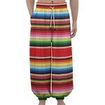 Ethnic Mexican Blanket Stripe Print Lantern Pants