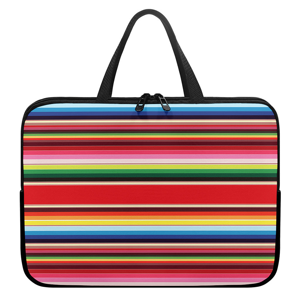 Ethnic Mexican Blanket Stripe Print Laptop Sleeve With Handle
