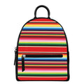 Ethnic Mexican Blanket Stripe Print Leather Backpack