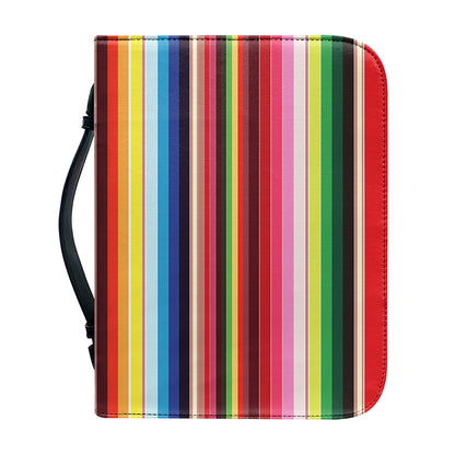 Ethnic Mexican Blanket Stripe Print Leather Bible Cover