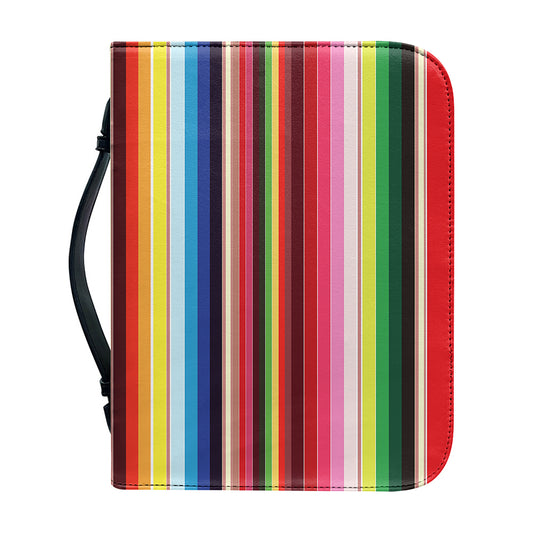 Ethnic Mexican Blanket Stripe Print Leather Bible Cover